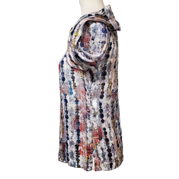 Liz Claiborne Blouse Womens Multicolor Print 3/4 Sleeve Semi Sheer Top Size PS - Picture 4 of 11